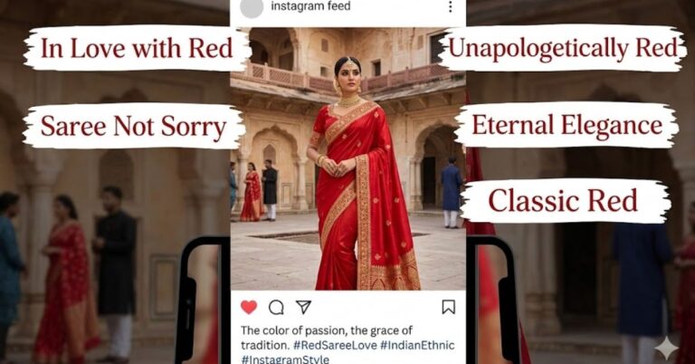 Red Saree Caption for Instagram